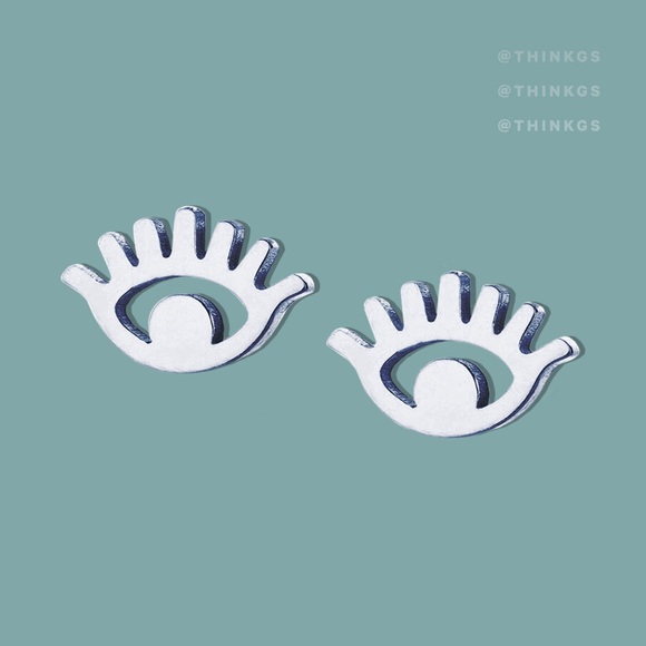 Silver // Mini Evil Eye Earrings - Picture 4 of 4